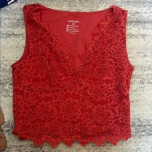 Size medium ReoRia Red lace cropped Tank Top